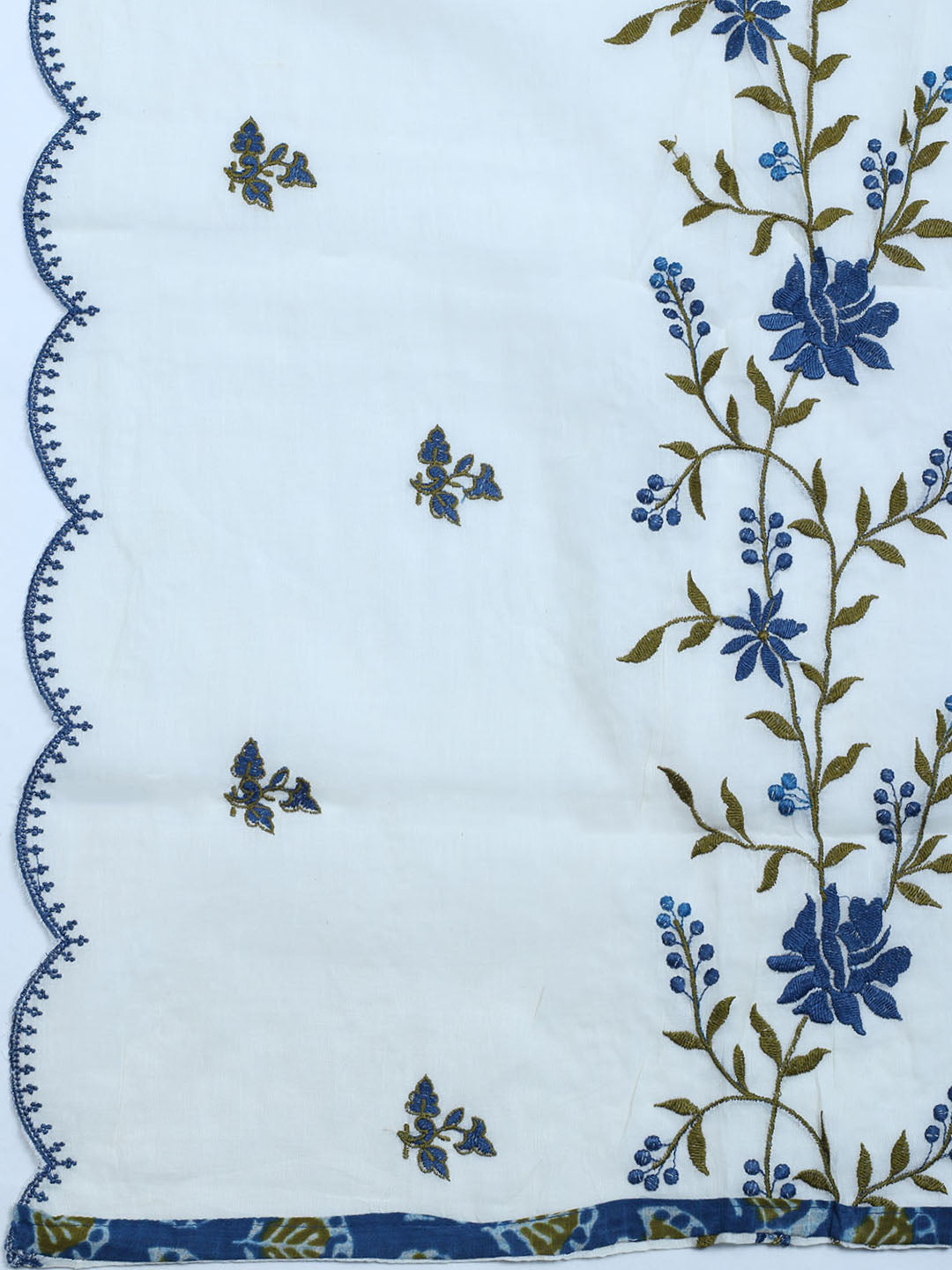 Neck Embroidered Cotton Blend Unstitched Suit With Dupatta