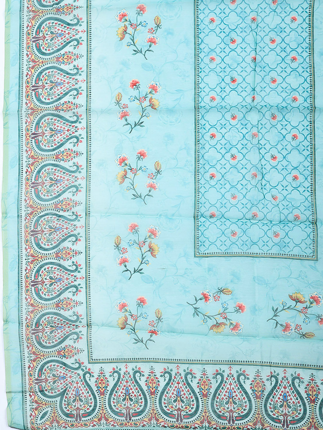 Embellished Chanderi Unstitched Suit With Pant &amp; Dupatta