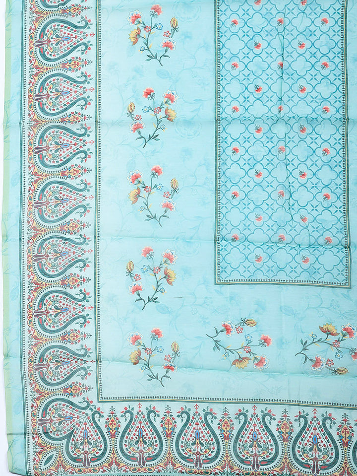 Embellished Chanderi Unstitched Suit With Pant &amp; Dupatta