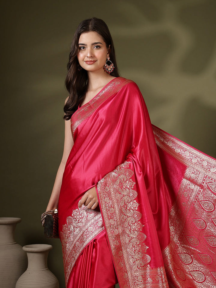 Woven Design Satin Saree