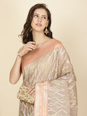 Zari Jaal Embroidered Organza Woven Saree