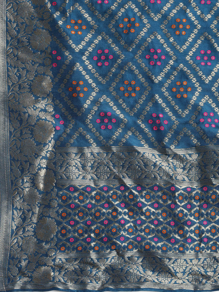 Embroidered Chanderi Unstitched Suit With Dupatta