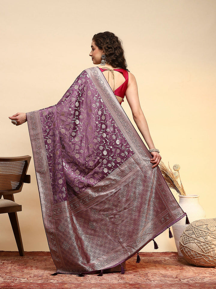 Embroidered Satin Saree