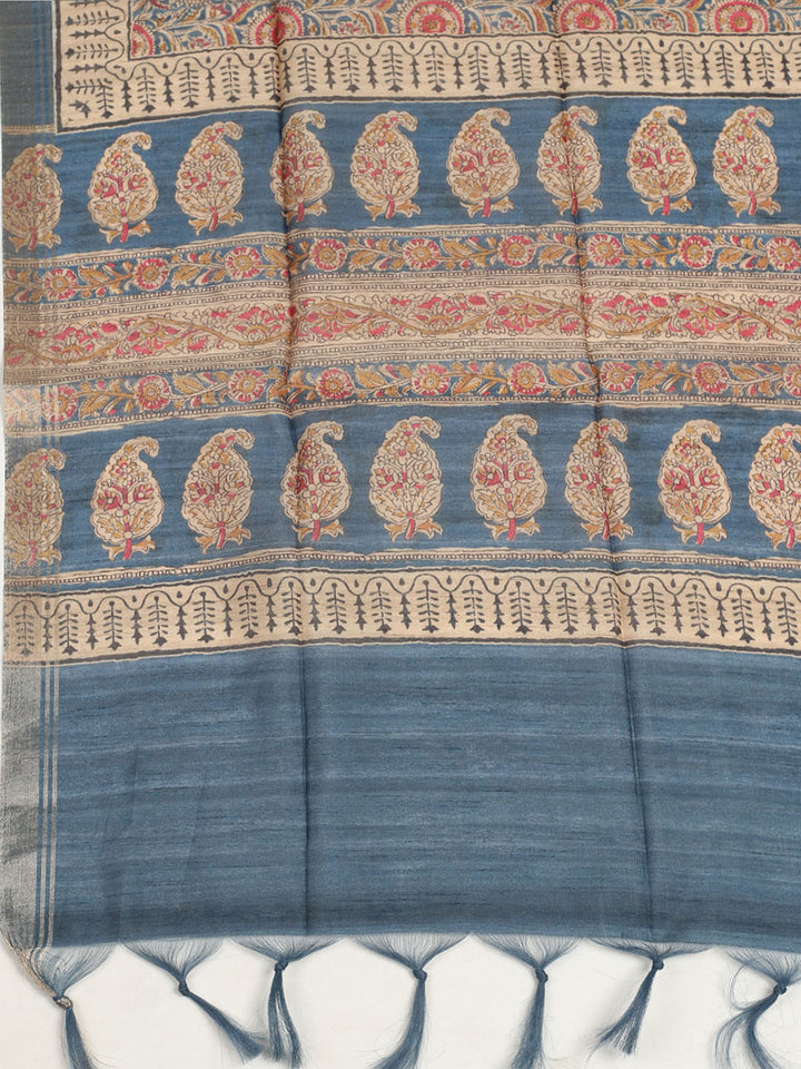 Embroidered Tussar Unstitched Suit With Dupatta