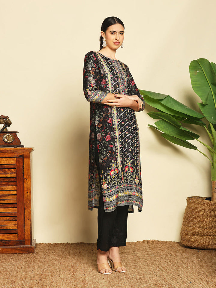 Printed Muslin Suit With Pant &amp; Dupatta
