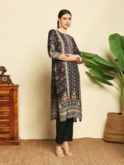 Printed Muslin Suit With Pant & Dupatta