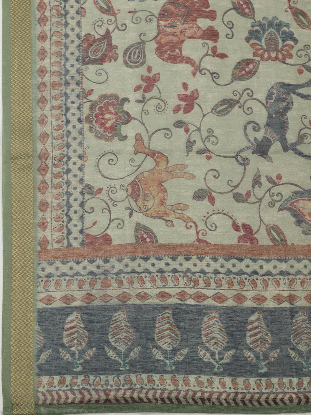 Embroidered Chanderi Unstitched Suit With Pant &amp; Dupatta