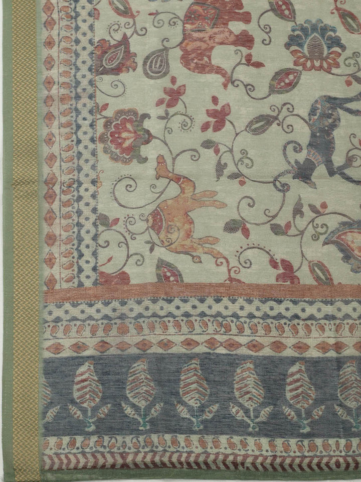 Embroidered Chanderi Unstitched Suit With Pant &amp; Dupatta