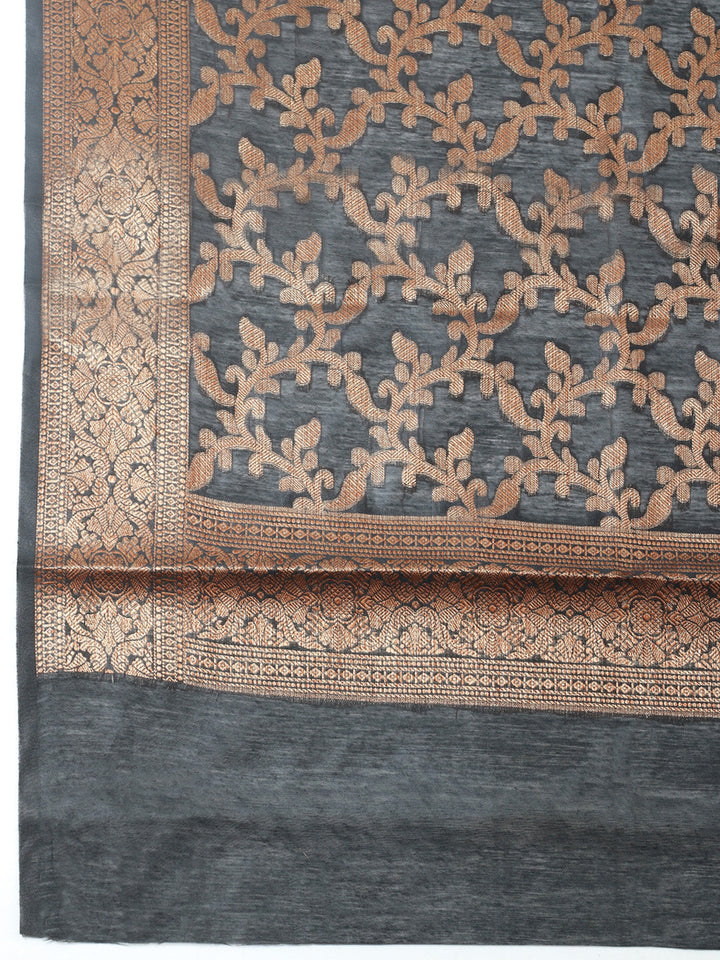 Banarasi Chanderi Unstitched Suit With Pant &amp; Dupatta
