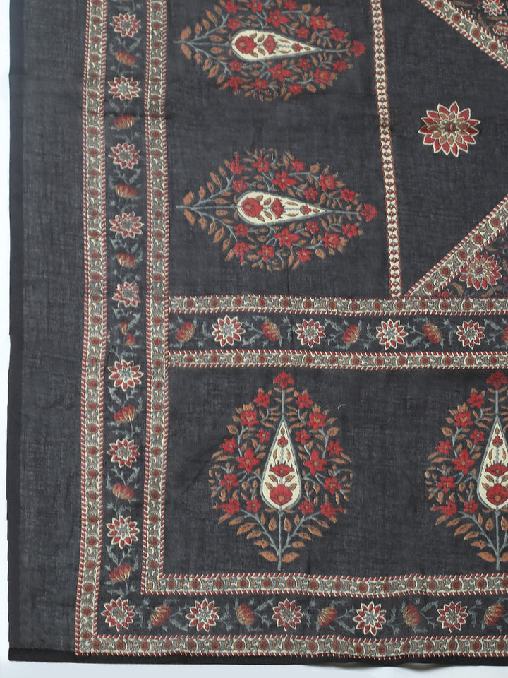 Embroidered Cotton Blend Unstitched Suit With Pant &amp; Dupatta