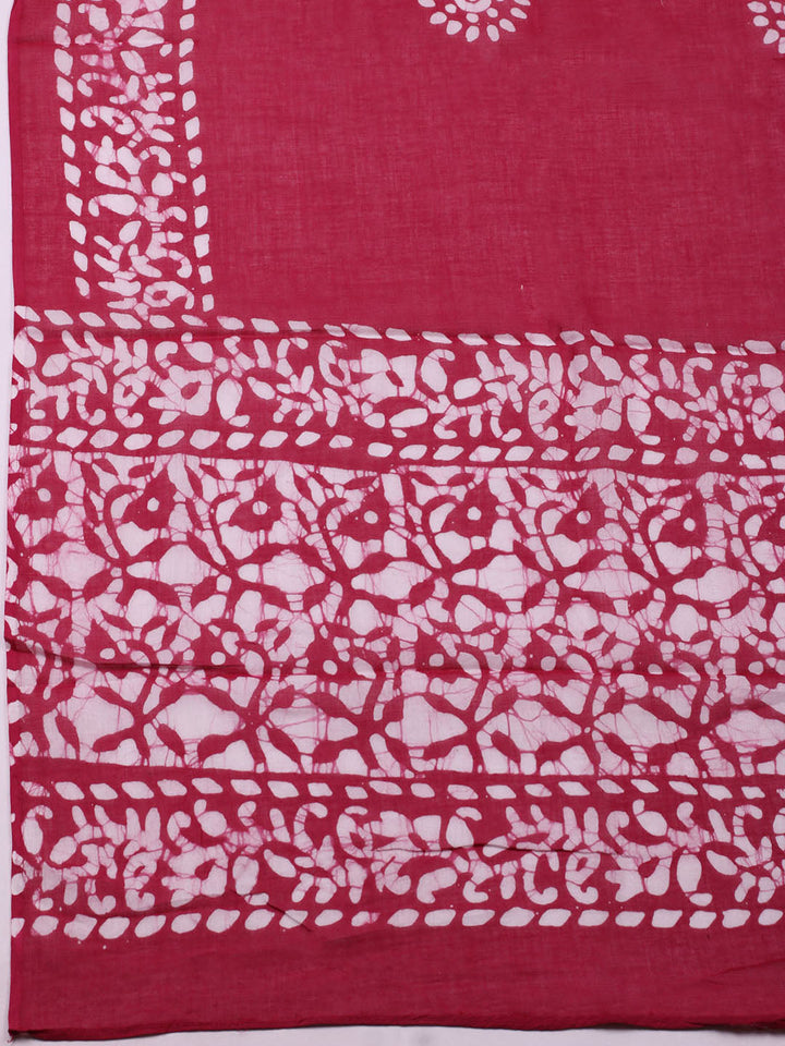 Printed Cotton Blend Unstitched Suit With Pant &amp; Dupatta