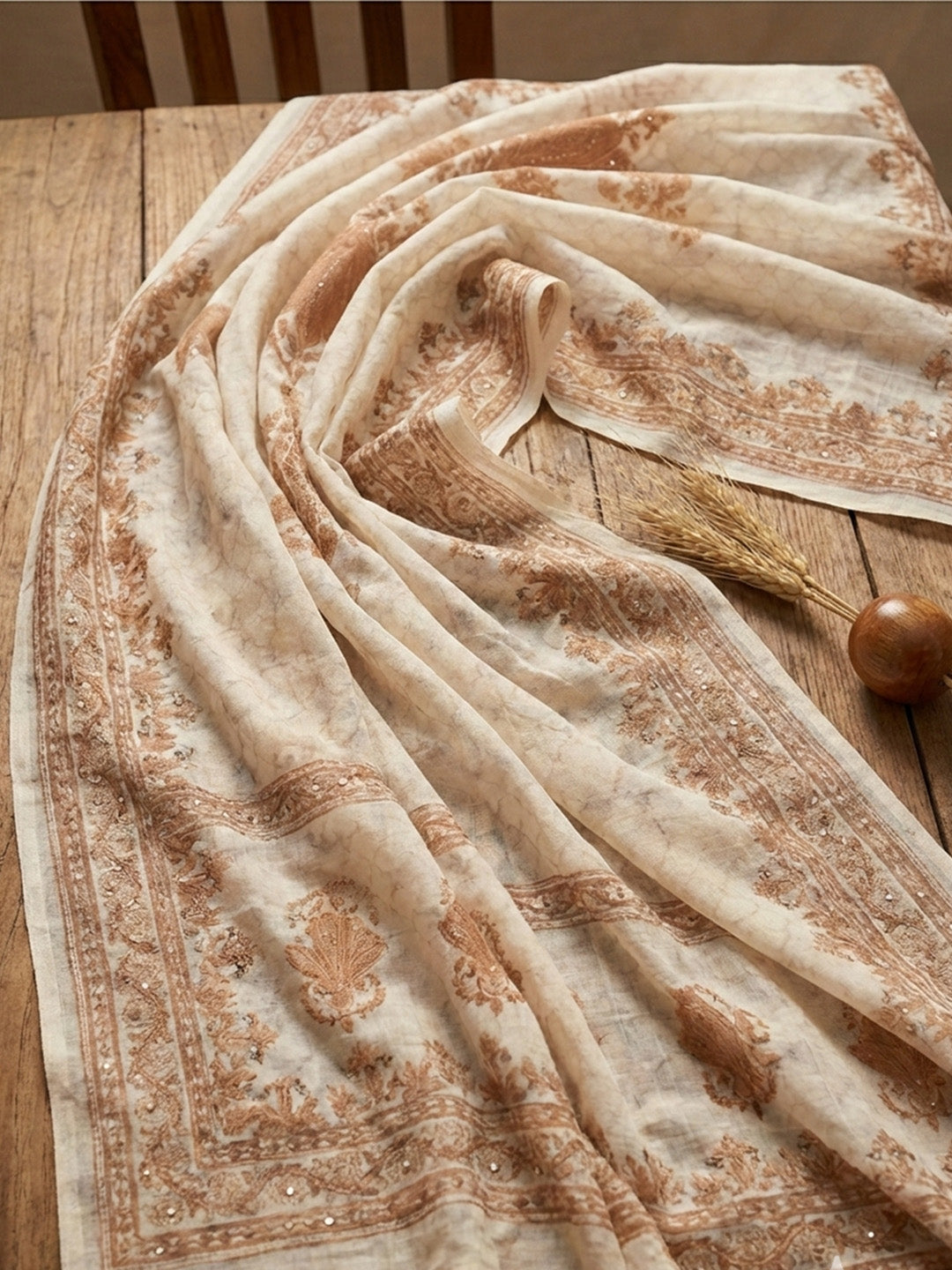 Printed Cotton Blend Unstitched Suit With Pant &amp; Dupatta