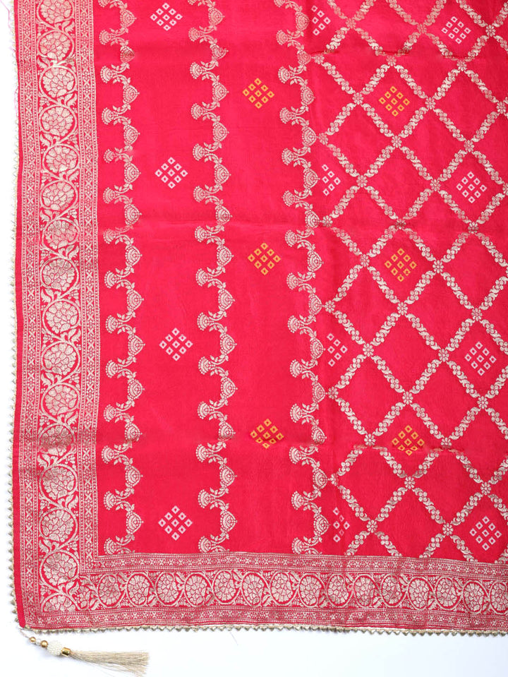 Embroidered Chanderi Unstitched Suit With Pant &amp; Dupatta