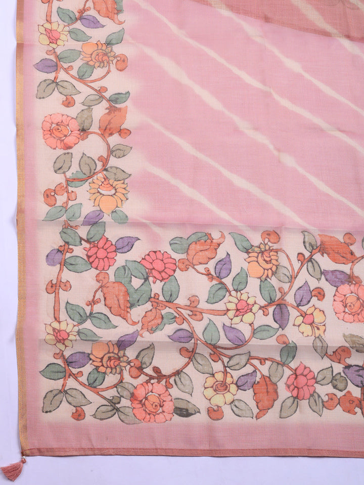 Printed Linen Blend Unstitched Suit With Pant &amp; Dupatta