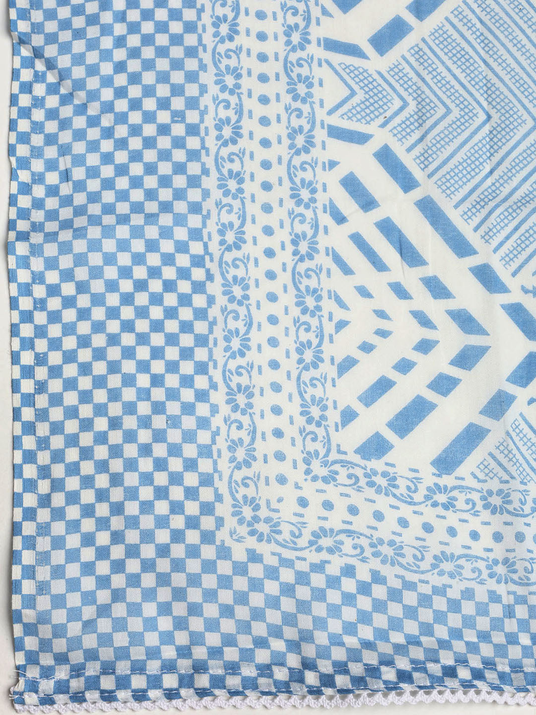 Printed Cotton Blend Unstitched Suit With Dupatta