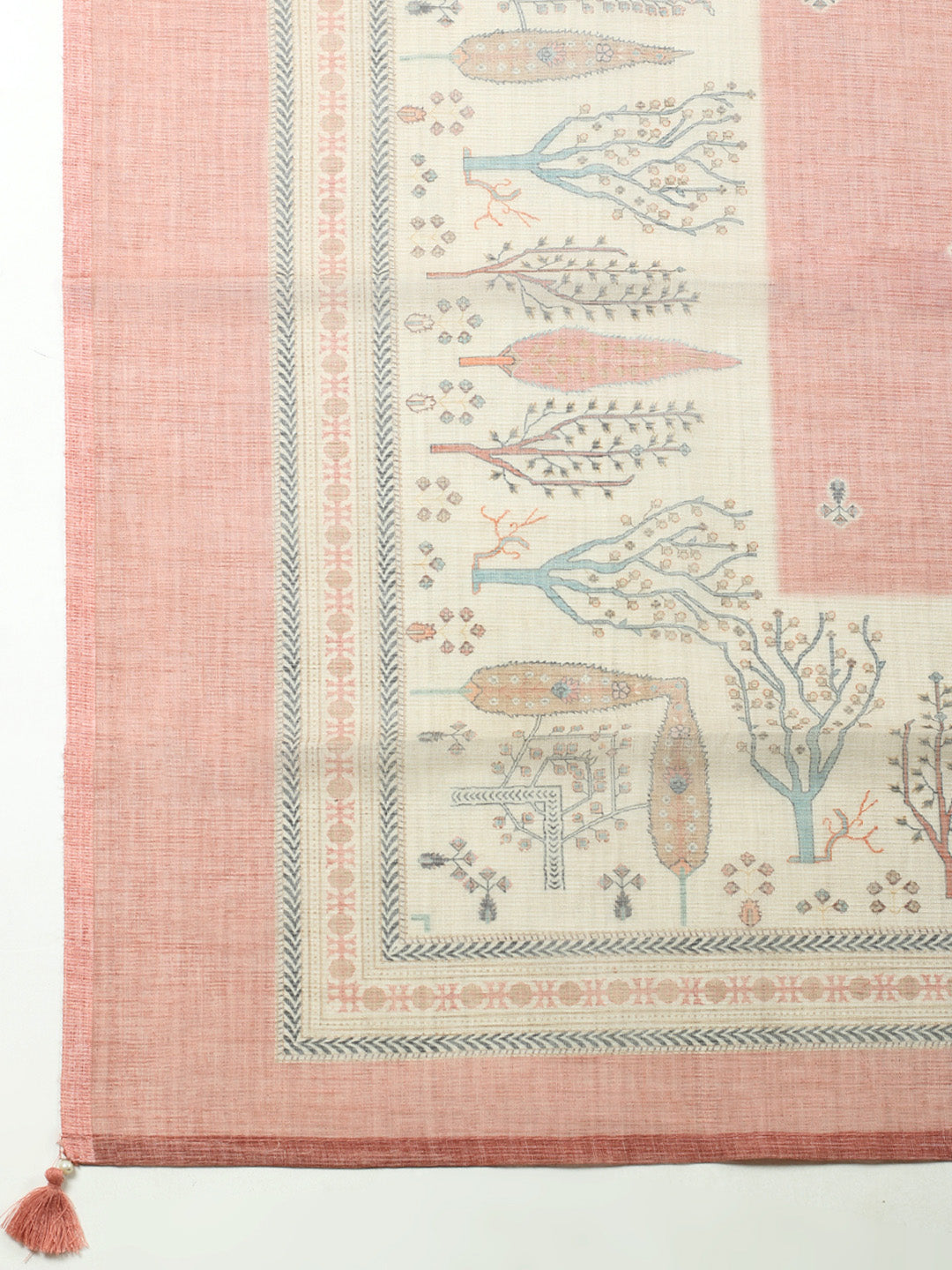 Printed Linen Blend Unstitched Suit With Pant &amp; Dupatta