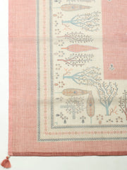 Printed Linen Blend Unstitched Suit With Pant & Dupatta