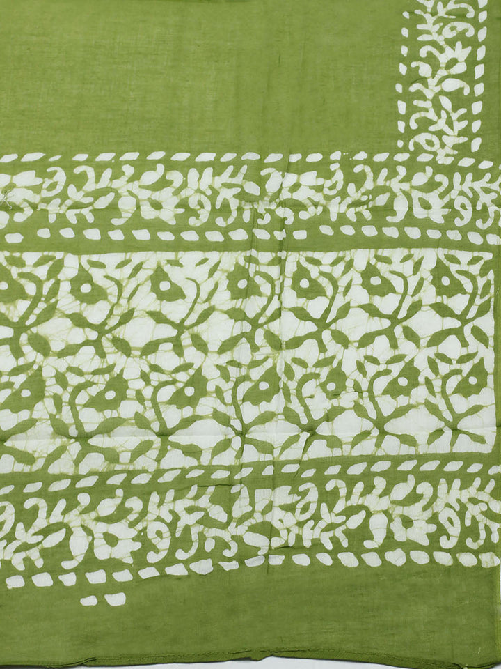 Printed Cotton Blend Unstitched Suit With Pant &amp; Dupatta