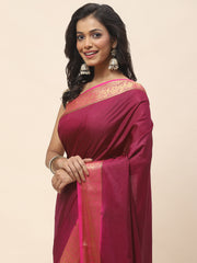 Plain Zari Border Woven Handloom Saree