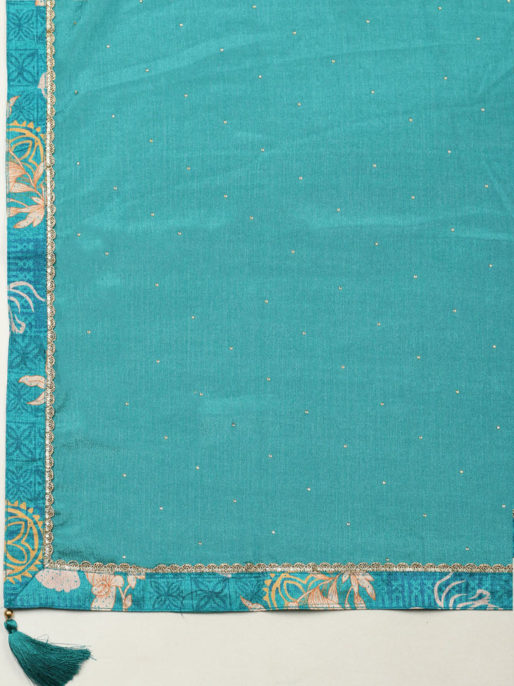 Embroidered Chinon Unstitched Suit With Pant &amp; Dupatta