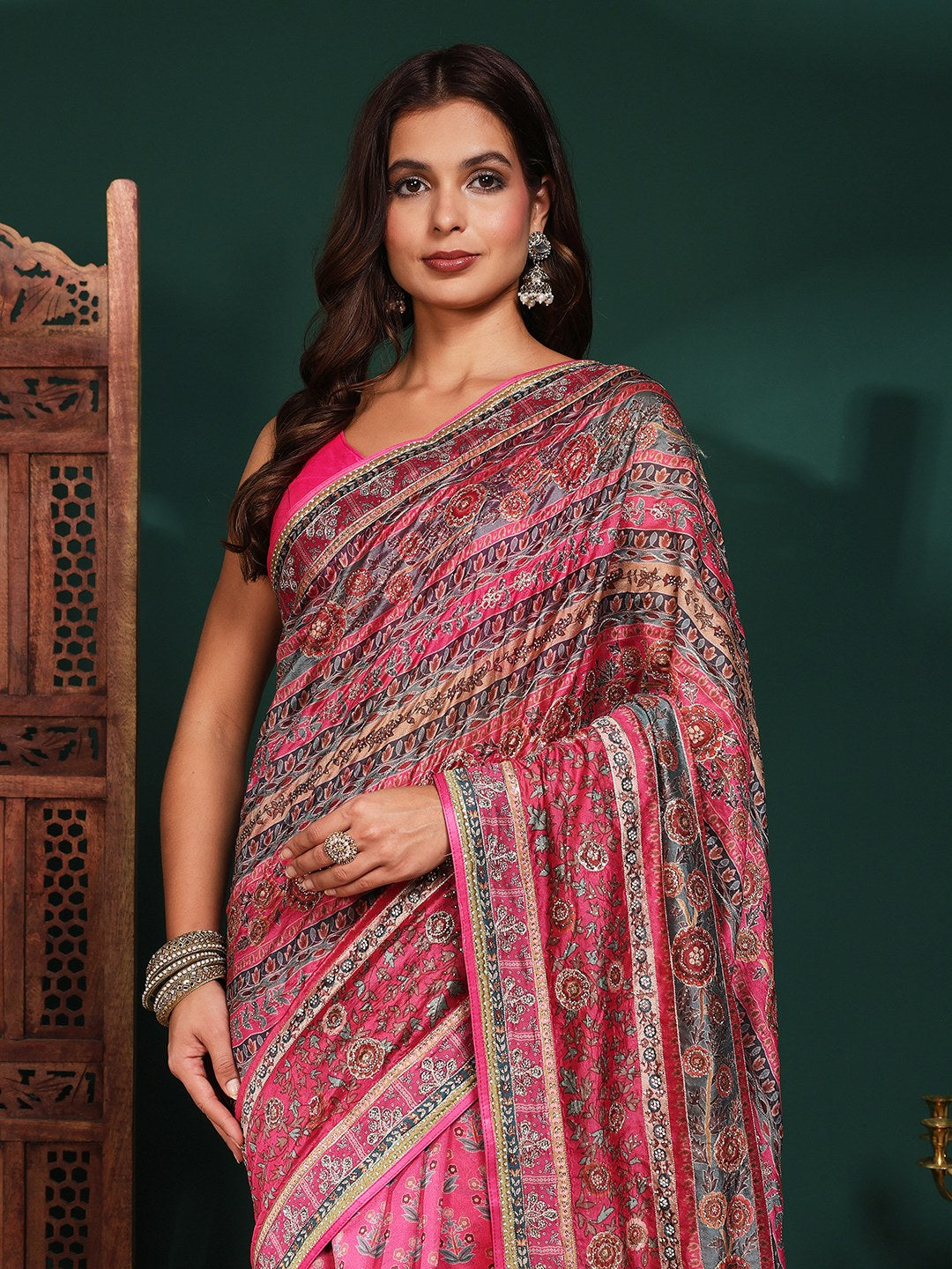 Printed Organza Saree