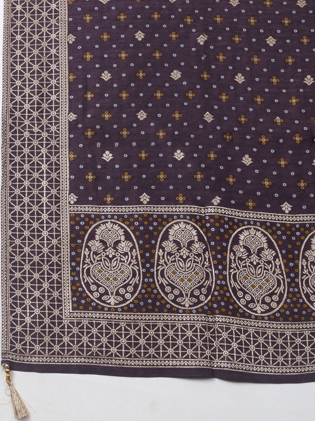 Woven Design Chanderi Unstitched Kurta With Pant &amp; Dupatta