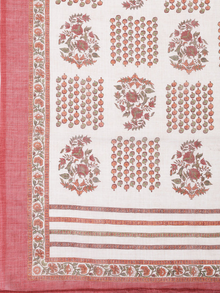 Printed Chanderi Unstitched Suit With Dupatta