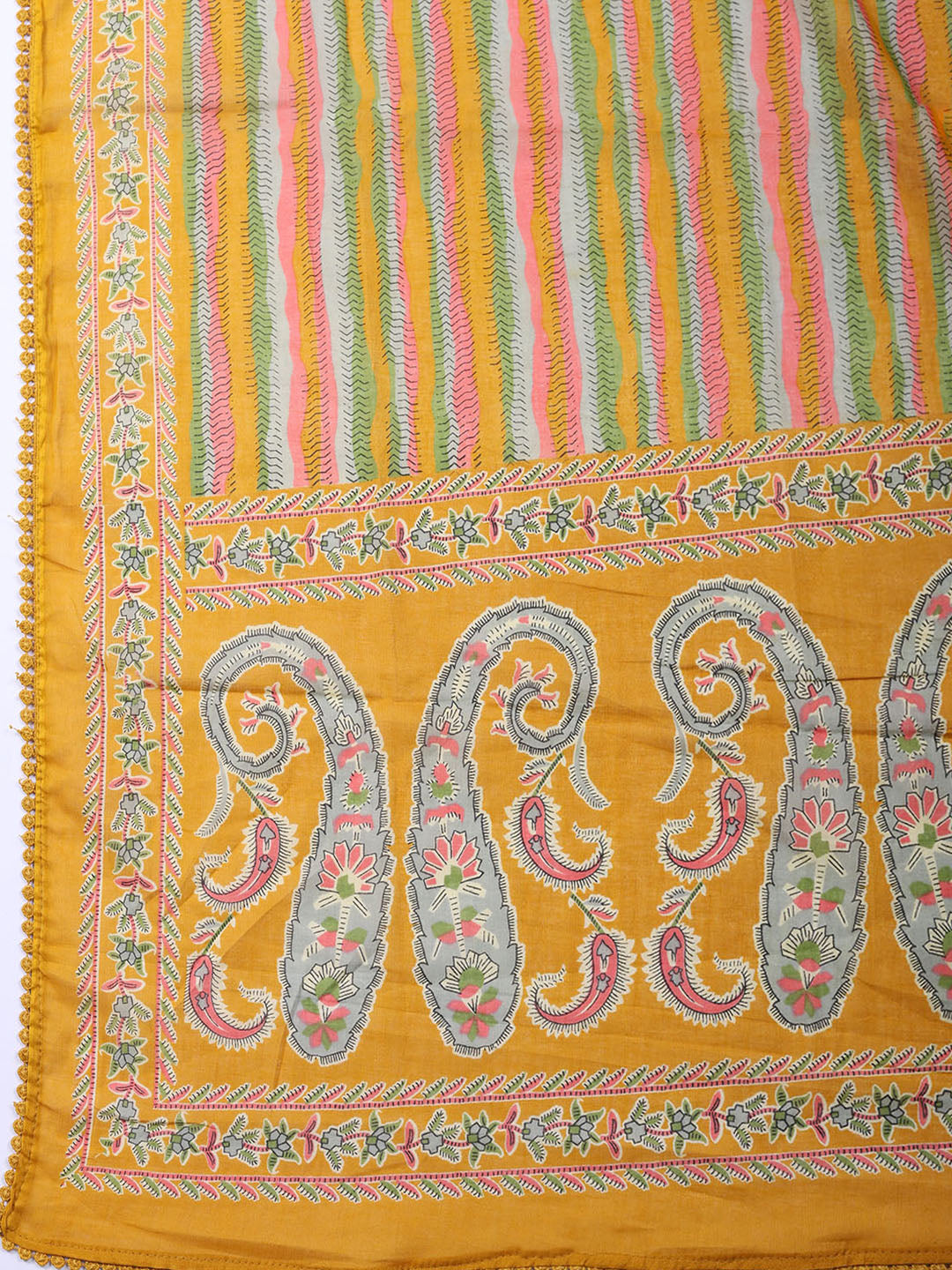 Embroidered Cotton Blend Unstitched Suit With Pant Dupatta