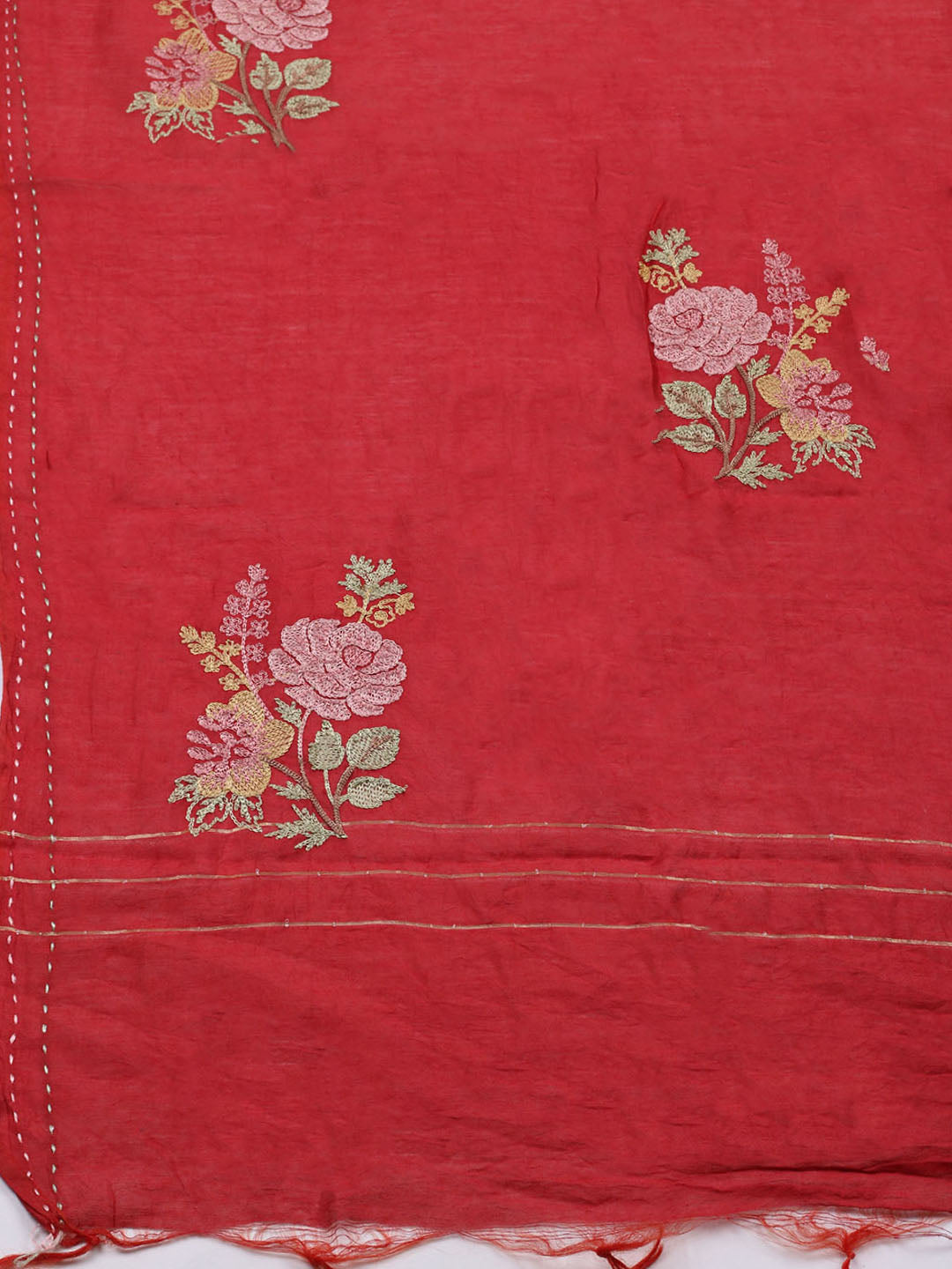 Embroidered Muslin Unstitched Suit With Pant &amp; Dupatta