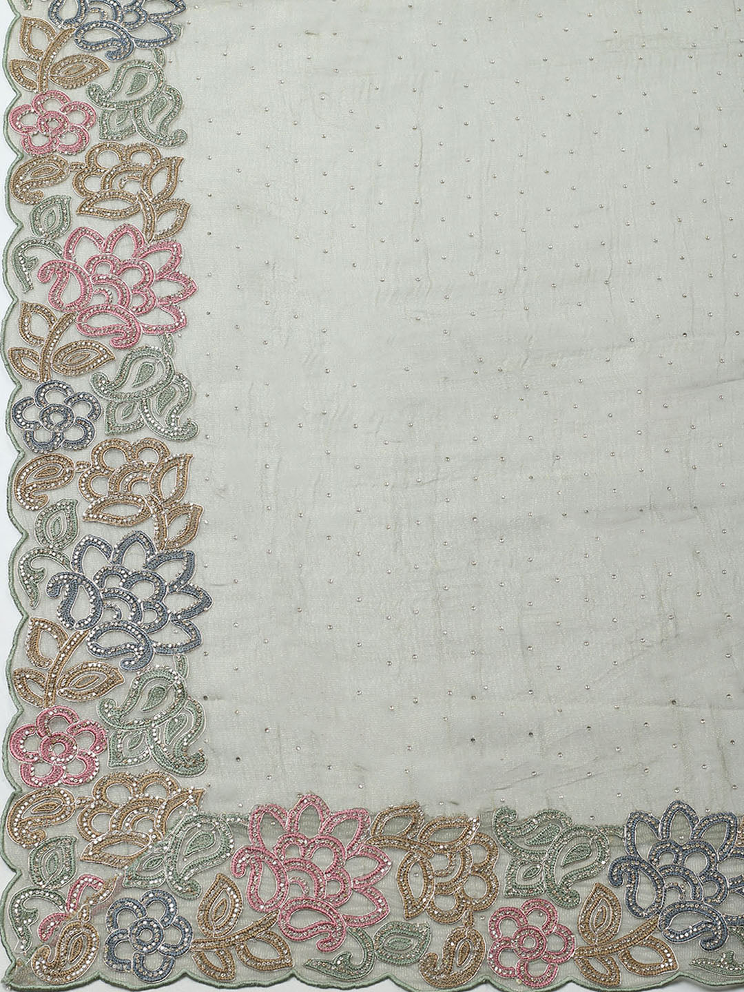 Embroidered Tissue Unstitched Suit With Pant &amp; Dupatta
