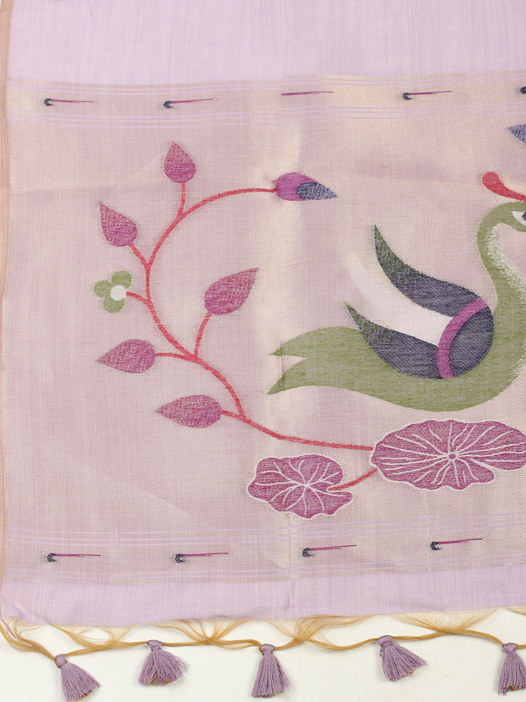 Embroidered Chanderi Unstitched Suit With Pant &amp; Dupatta