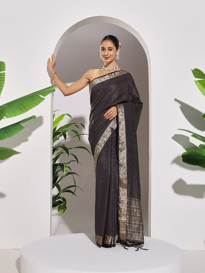 Zaari Jaal Tussar Saree
