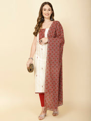 Printed Cotton Unstitched Suit Piece With Dupatta