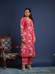 Printed Cotton Kurta With Pant & Dupatta