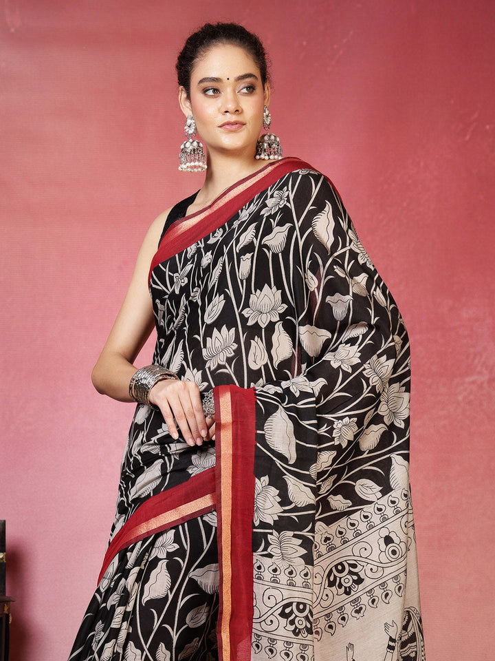 Floral Printed Art Silk Saree