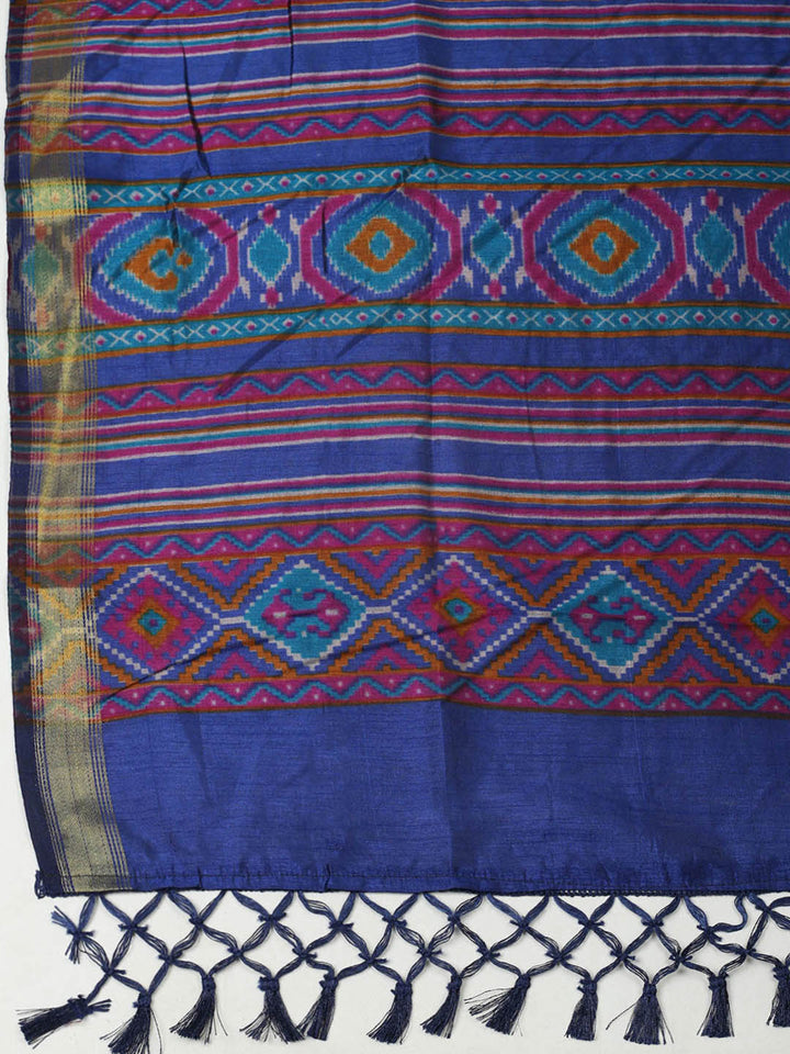 Woven Design Art Silk Unstitched Suit With Pant Dupatta