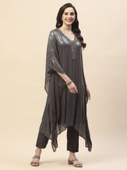 Sequin Work Georgette Kaftan Kurta With Pants