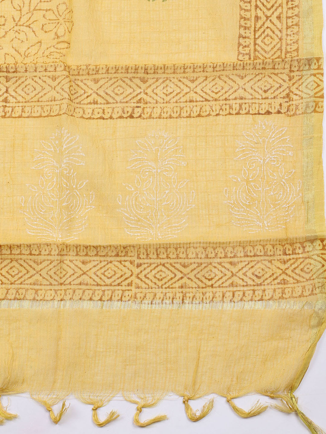 Printed Cotton Blend Unstitched Suit With Pant &amp; Dupatta