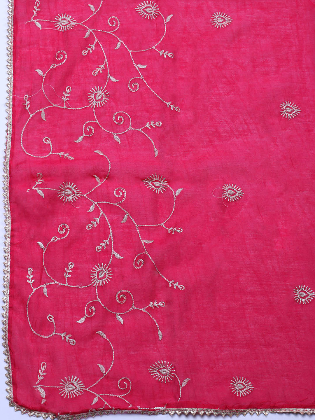 Embroidered Cotton Unstitched Suit With Pant &amp; Dupatta