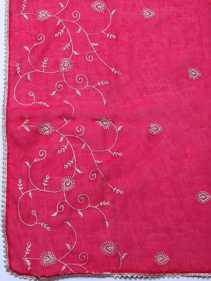 Embroidered Cotton Unstitched Suit With Pant &amp; Dupatta
