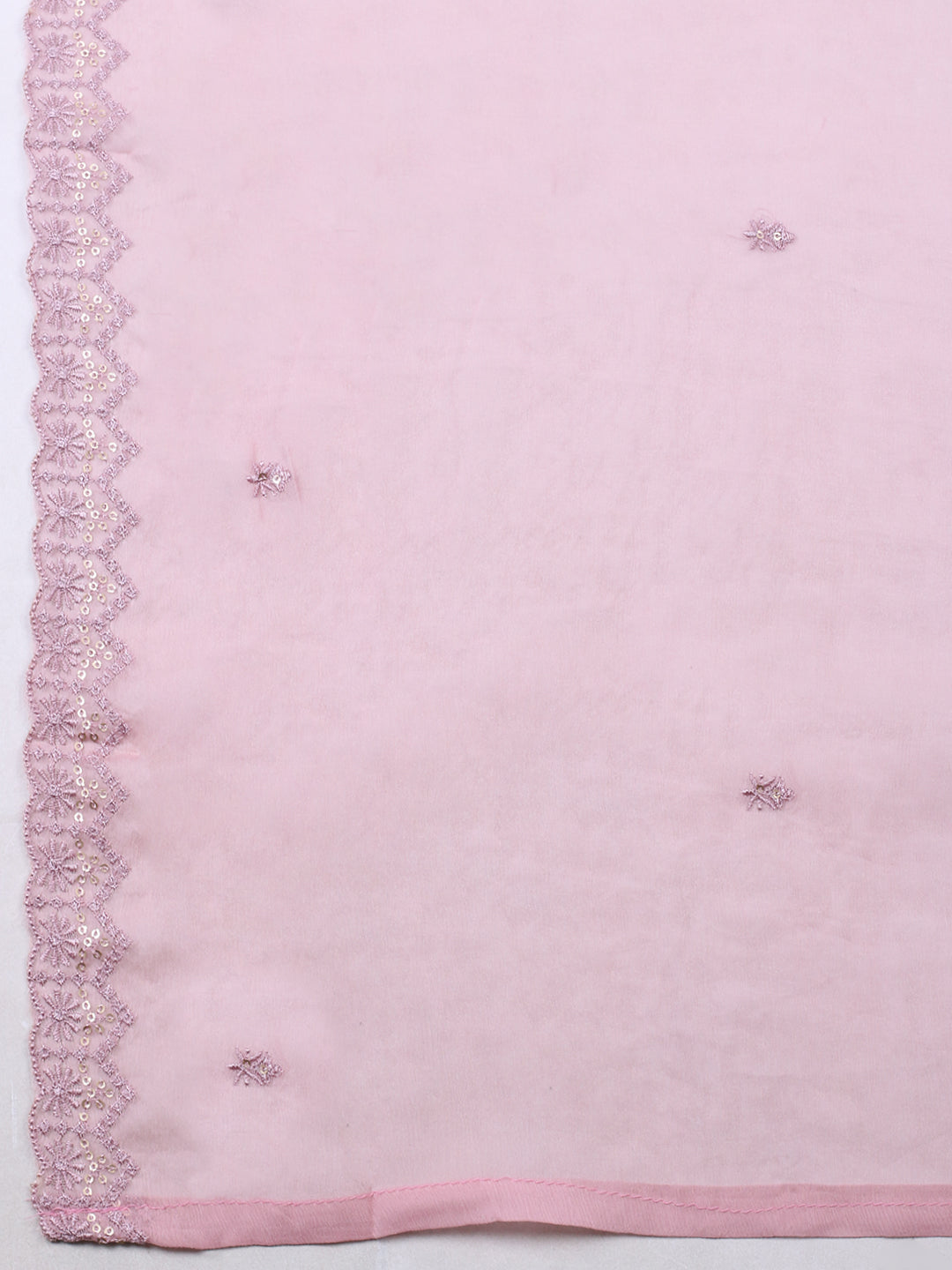 Embroidered Chanderi Unstitched Suit With Pant &amp; Dupatta