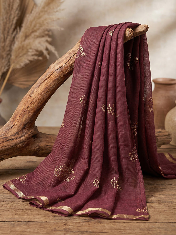 Printed Cotton Blend Unstitched Suit With Pant &amp; Dupatta