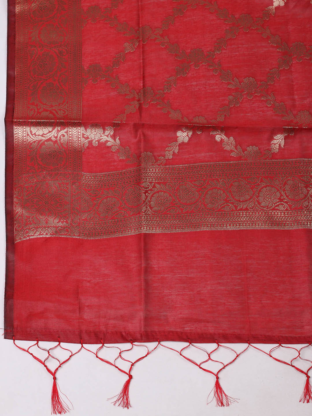 Woven Design Chanderi Unstitched Suit With Pant &amp; Dupatta