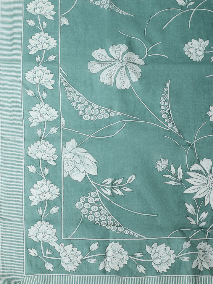 Printed Cotton Blend Unstitched Suit With Pant &amp; Dupatta