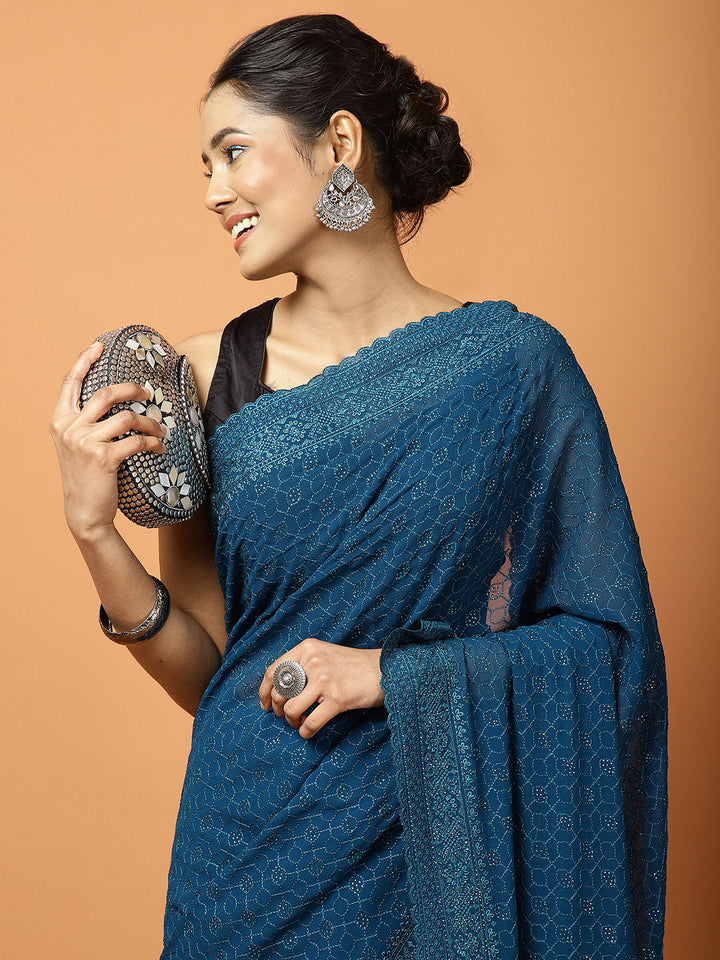 Stone Work Georgette Saree