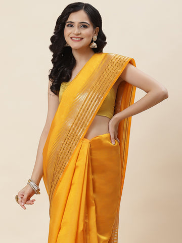 Plain Zari Border Woven Handloom Saree