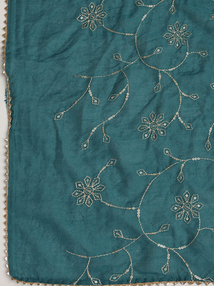 Neck Embroidered Cotton Blend Unstitched Suit With Dupatta