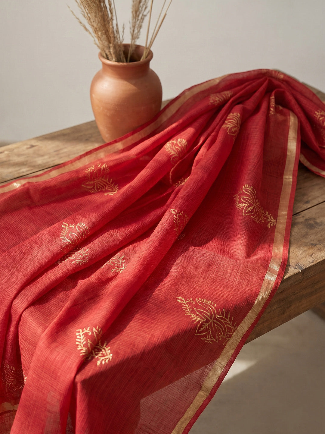 Printed Cotton Blend Unstitched Suit With Pant &amp; Dupatta