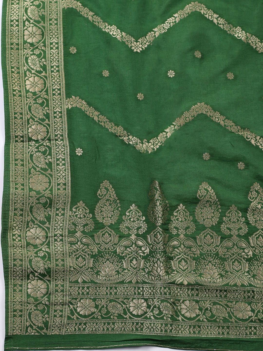 Neck Embroidered Chanderi Unstitched Suit With Dupatta