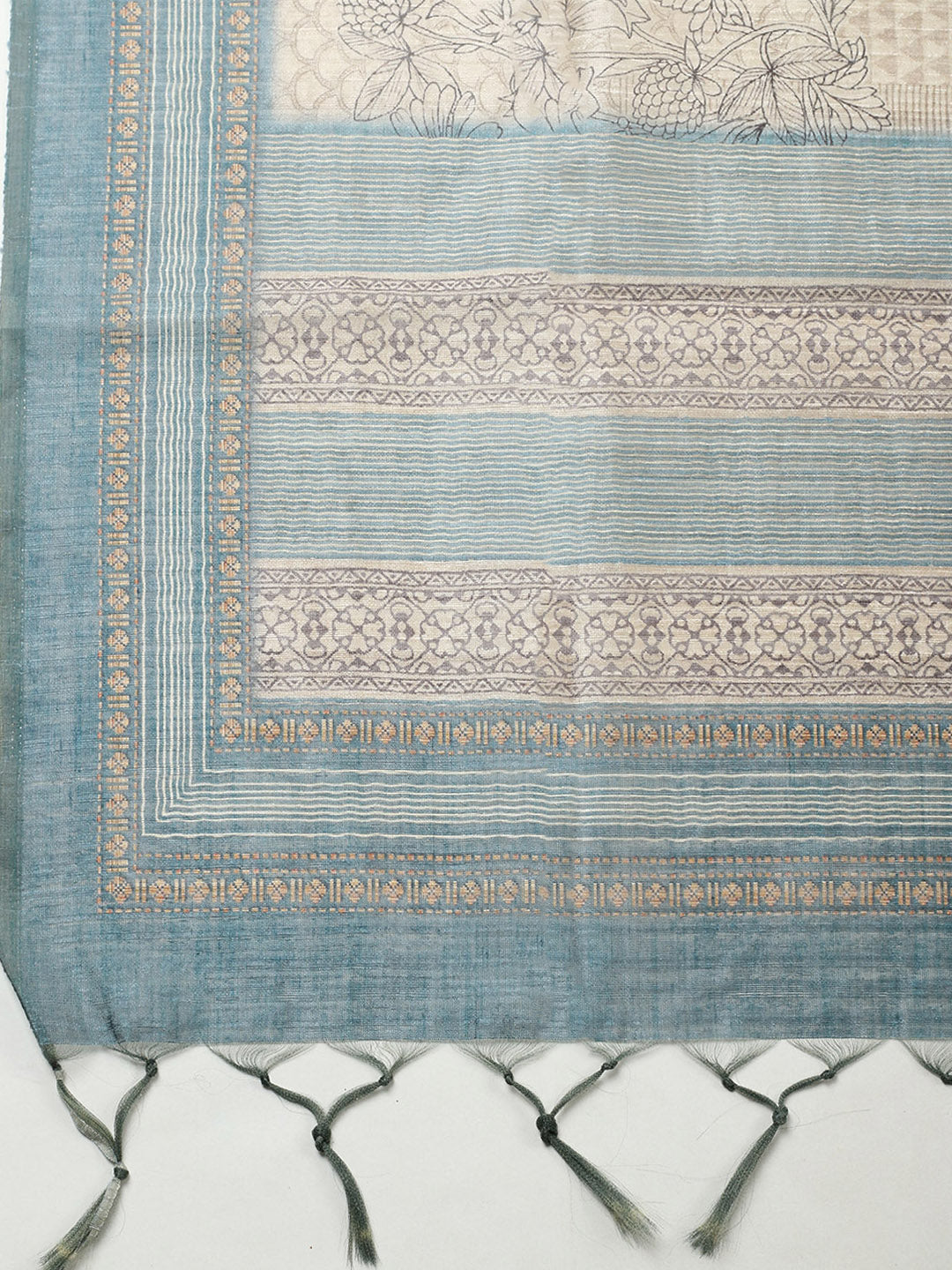 Embroidered Chanderi Unstitched Suit With Pant &amp; Dupatta